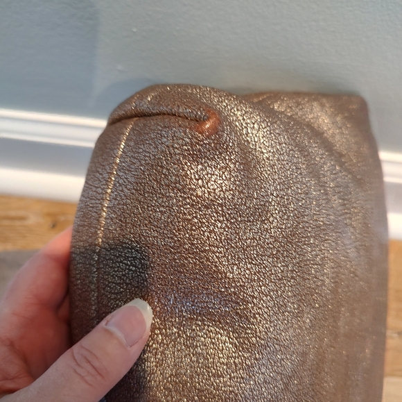 Mulberry Clemmie Twist Lock Clutch Bag Gold Metallic Leather Fold Over & Dustbag - Picture 12 of 16